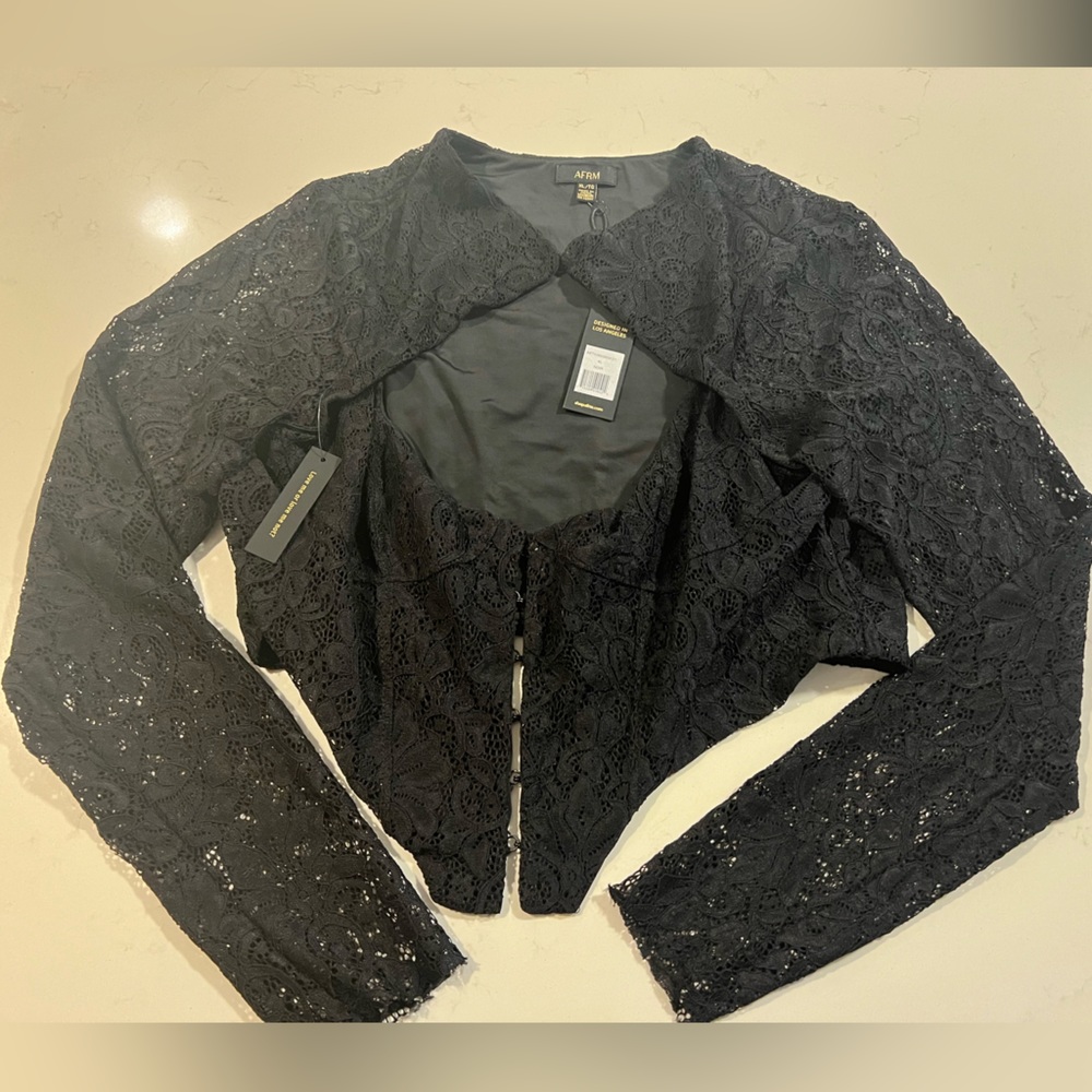 NWT AFRM Santi Top in Noir - Size XL